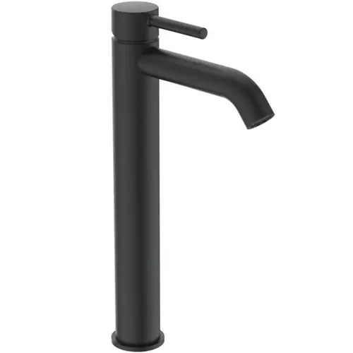 Schwarze Armatur von Ideal Standard mit schmalem, geradem Auslauf und einem Griff. Für den Einsatz in Waschbecken oder Badewannen geeignet.
